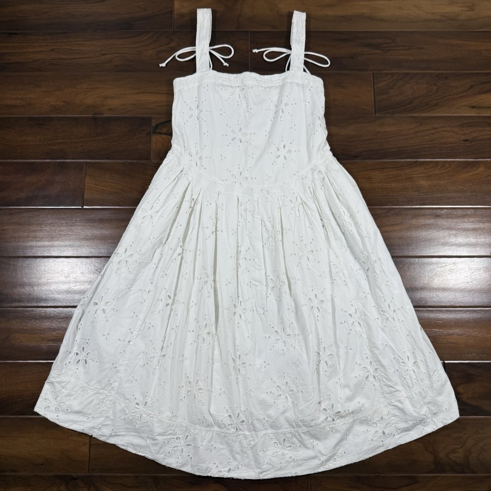 Free People Women's Size Small White Sleeveless Primavera Eyelet Midi Dress
